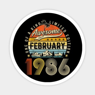 Awesome Since February 1986 Vintage 37th Birthday Magnet